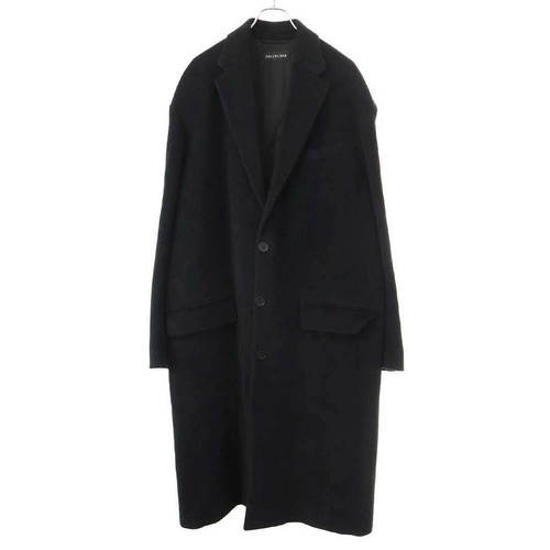 BALENCIAGA 22AW Cappotto Boxy Alpaca Spazzolato 642221 TMU15 Nero 46 Usato0