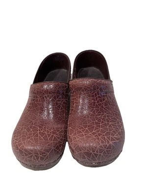 Sanita Danish Design Signature Clog Comfort Brown Leather Embossed Women 40 US 9 - Image 1 of 4