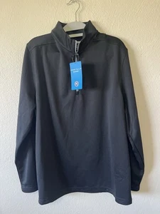 Perry Ellis Medium Black Cotton Blend Long Sleeve Pull Over Half Zip Sweater - Picture 1 of 3