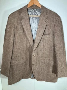 CORBIN Herren Blazer Größe L Braun Fischgrät Wollfutter Vintage USA Made 44R J07 - Bild 1 von 9