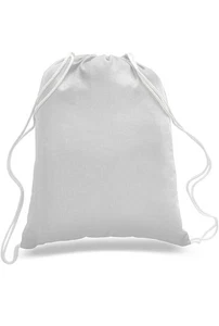 Lot Of 7 - White Cotton Canvas Drawstring Backpack Bags - 14" x 18" - NEW - Picture 1 of 3