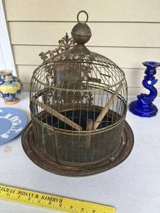 ANTIQUE 1920s HENDRYX BRASS WIRE HANGING DOME BIRD CAGE - Picture 1 of 15
