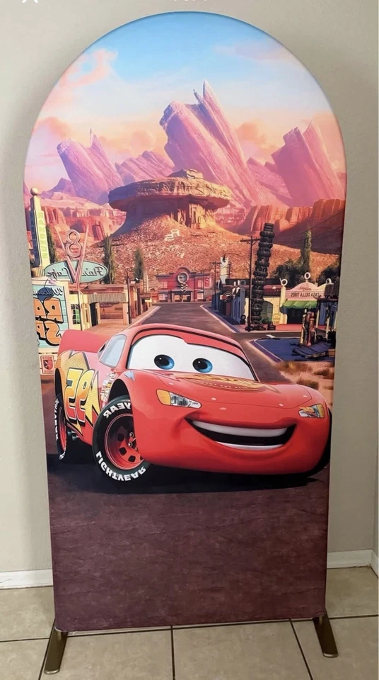 Disney Cars Lightning McQueen Birthday Arch Backdrop Cover 6.6ft - Image 1 of 1