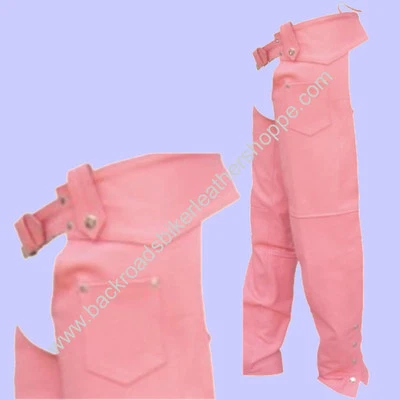 Ladies Womens Pink Leather Motorcycle Biker Chaps  SIZES 3XS-3XL - Image 1 of 3