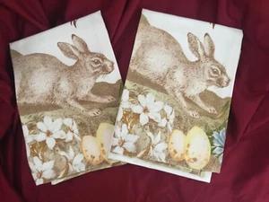 Williams Sonoma Happy Easter Bunny Kitchen Spring Toallas JUEGO DE 2 NUEVAS SIN ETIQUETAS - Imagen 1 de 3