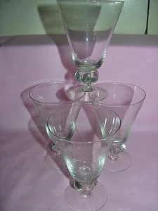Clear Glass Crystal Goblets Set Of 4 Lobe Stem - Picture 1 of 5