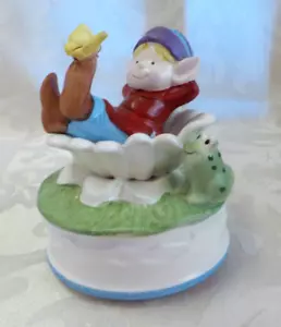 Vintage Napcoware Porcelain Elf In Flower Rotating Music Box 'Beautiful Dreamer' - Picture 1 of 15