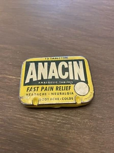 Tabletas analgésicas vintage ANACIN ¡lata publicitaria con bisagras! Whitehall Laboratories1 - Imagen 1 de 7