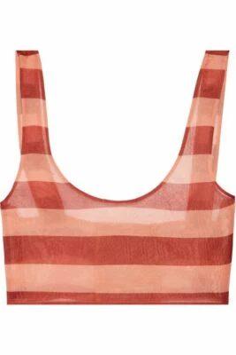 Top corto LA PERLA italiano rubor seda organza viento marino rayas transparente L EE. UU. 10 IT46 Foto 1 de 4