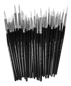 PACKS OF 10 WHITE SABLE ARTIST PAINT BRUSH SETS SIZE 0 2 4 6 WATERCOLOUR ACRYLIC - Picture 1 of 16