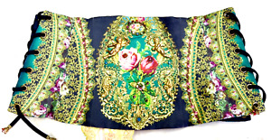 Beautiful Coloring Michal Negrin Fabric Waist Corset Belt Flower And Crystals.