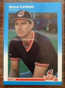 1987 Fleer GLOSSY Update Set STEVE CARLTON #U-17 INDIANS ** Near Mint Or Better*
