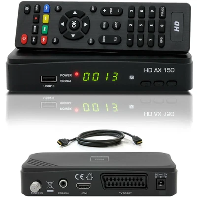 Opticum HD AX150 FULL HDTV Digital SAT Receiver DVB-S2 1080p USB 2.0 +HDMI Kabel - Bild 1 von 4