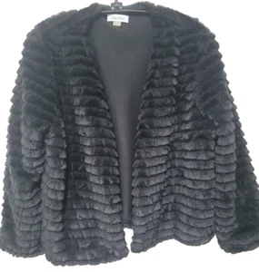 Cappotto corto donna Calvin Klein nero pelliccia sintetica visone manica 3/4 foderato tg XL - Foto 1 di 5