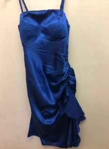 EVER PRETTY FABULOUS SATIN RUFFLE MINI COCKTAIL DRESS, BLUE, SIZE 6 - Picture 1 of 3