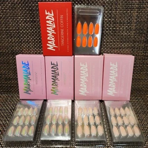 Marmalade Nails in Tangerine, Rose Quartz & Iridescent Press-onNails. Set of 5 - Picture 1 of 11