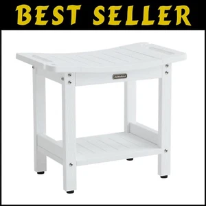 Waterproof Foldable Shower Bench with Storage Shelf & Handles - 550 lbs Capacity - Picture 1 of 9