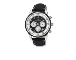 NEW PORSAMO BLEU Men’s 44mm Arthur Genuine Leather Black Strap Chronograph Watch - Picture 1 of 11
