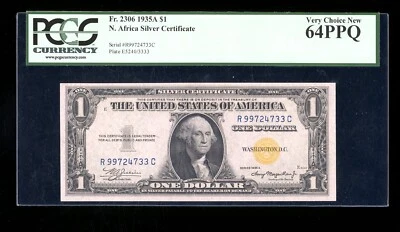 DBR 1935-A $1 North Africa Silver Fr. 2306 RC Block PCGS 64 PPQ Ser # R99724733C - Image 1 of 2
