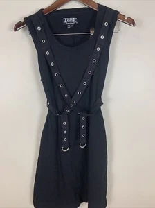 Tripp Nyc Daang Goodman • Black Grommet Dress Size S Goth Emo Chic XCLNT Stretch - Picture 1 of 6