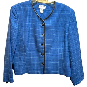 Chaqueta Pendleton De Colección Azul a Cuadros Botones Frontal Lana Virgen Talla 18 Hombros - Imagen 1 de 8