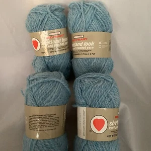 4 hilos de mezcla de lana de punto y crochet Red Hetland Look azul calentado #65 - Imagen 1 de 5