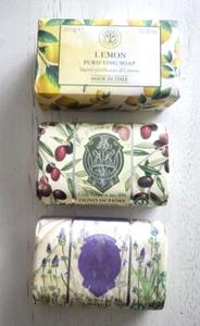 Lavender Lemon Olive Flowers Bar Soap x 3 Bars Tropical Collection Made in Italy - Picture 1 of 3