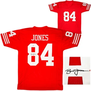 SAN FRANCISCO 49ERS BRENT JONES AUTOGRAPHED RED JERSEY PSA/DNA STOCK #212449 - Picture 1 of 7