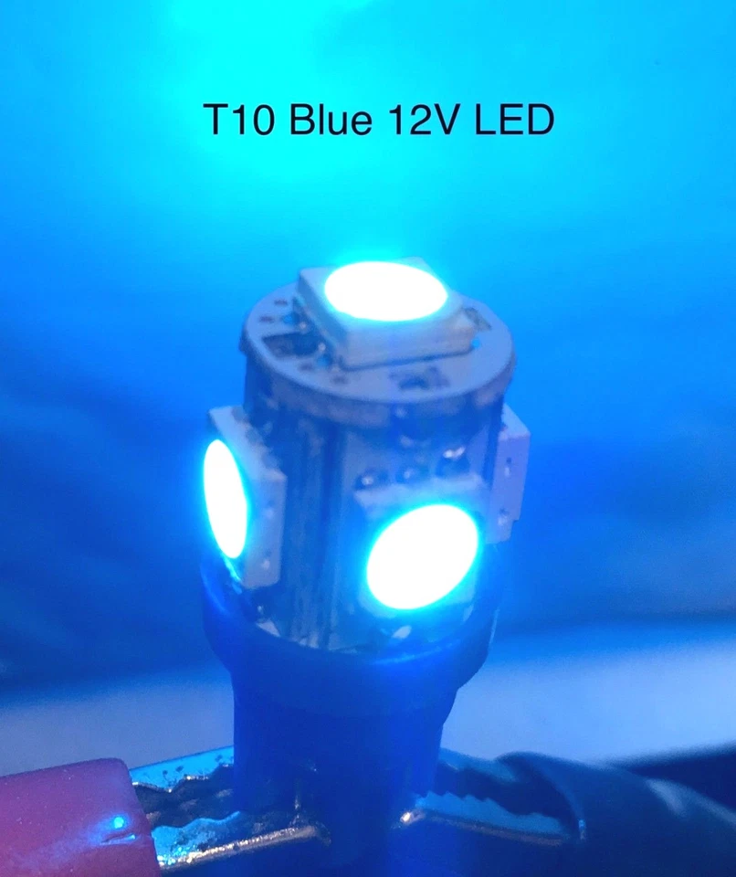 10 PC New BLUE T10 Wedge High Power Bright LED 12V 5W Lamp Bulbs Automotive - Image 1 of 1