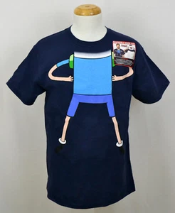 Hora de Aventuras Camiseta Cartoon Network Finn Máscara Reversible Camiseta Gráfica Azul Nueva con Etiquetas - Imagen 1 de 3