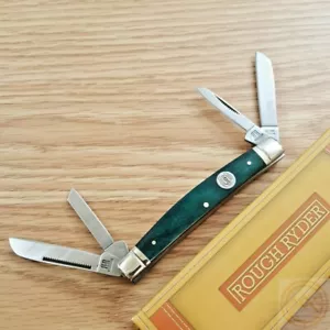 Rough Ryder Whittler Pocket Knife 440A Stainless Steel Blade Blue Bone Handle - Picture 1 of 16