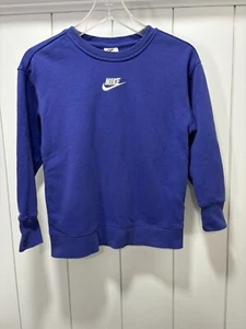 Nike Sweatshirt Youth Size Small Purple Center Swoosh Pullover Athletic Boys - Picture 1 of 2