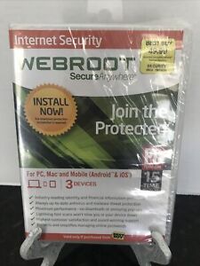 NEW SEALED Webroot SecureAnywhere Internet Security Antivirus CD Software PC Mac