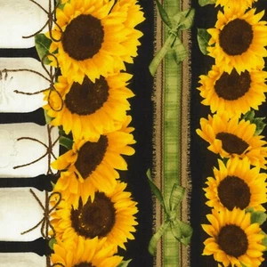 Sunflower Border 11" Stripe Premium Quality 100% Cotton Fabric by The Yard - Picture 1 of 2