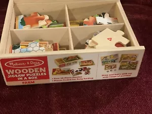 Melissa & Doug wooden jigsaw puzzles in a box Farm 4, 12 pc puzzles - Picture 1 of 6