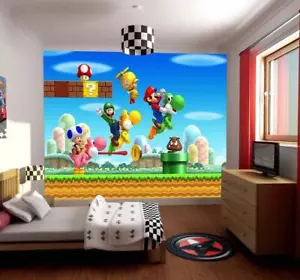 Super Mario Bros Luigi Photo Wallpaper Woven Self-Adhesive Wall Mural Art M123 - Picture 1 of 1
