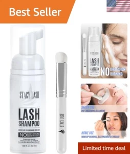 Gentle Eyelash Extension Shampoo + Brush - 1.69 fl oz of Pure Cleanliness - Picture 1 of 11