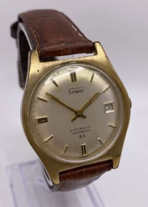 Vintage 40’s Men’sEweco Automatic Incabloc Date Dial Leather Strap Watch Running - Picture 1 of 10
