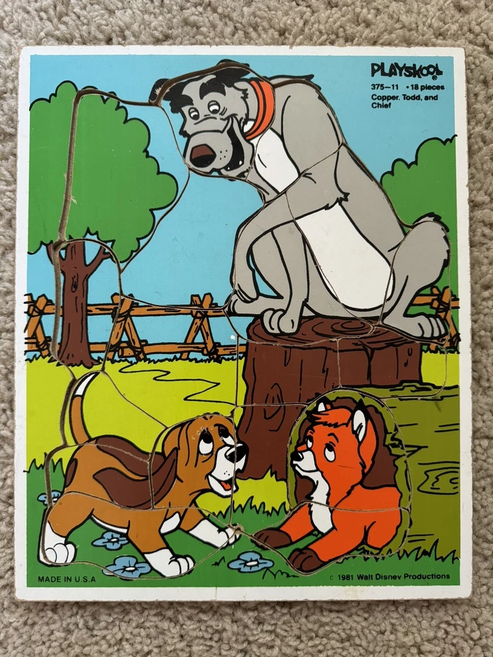 1981 Playskool Disney Fox and the Hound Wood Tray Puzzle - Image 1 of 4
