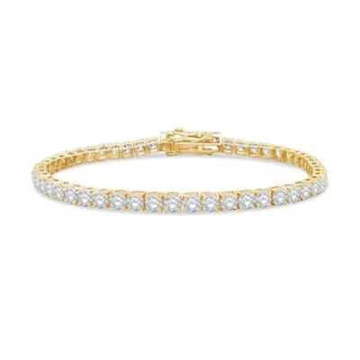3.00 Ct Round Cut Diamond 7" Tennis Bracelet Solid 14K Yellow Gold Lab Grown - Image 1 of 4