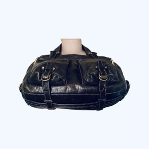 Borsa Francesco Biasia invecchiata tasche esterne pelle doppio commercio nera Med usata in ottime condizioni - Foto 1 di 12