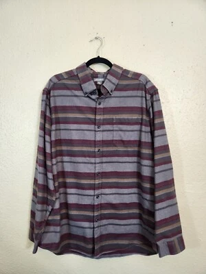 Eddie Bauer Mens Gray Red Striped Long Sleeve Relaxed Fit Button Down Shirt  L - Image 1 of 4