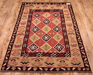 Alfombra de lana Kilim afgana vintage anudada a mano genuina 174X123 CM - Imagen 1 de 9