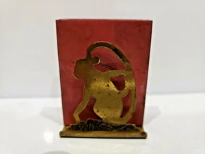 Vintage Rare Monkey Matchbox Holder, Case Gold Tone / Arts & Crafts 989.31 - Picture 1 of 4