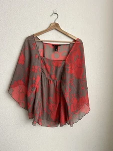 INC International Concepts Abstract Print Flowy Dolman Sleeve Blouse Top Size 10 - Picture 1 of 4