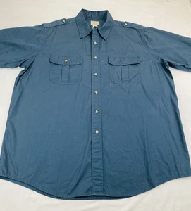 LL Bean Shirt Mens XL Dark Blue Short Sleeve Button Down Outdoors Front Pockets - Picture 1 of 9