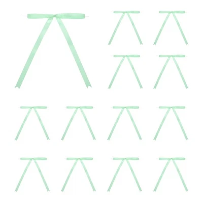 100 Piezas Arcos de 5x7" Torcidos Lazos de Cinta de Satén Arcos de Envoltura Verde Claro Foto 1 de 4