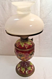 Jugendstil  Tischlampe Petroleumlampe Keramik Majolika um 1900 - Bild 1 von 3