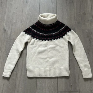Jersey Laura Ashley Talla 8 Crema Negro Lana Fairisle Cuentas Y2K Navidad Nórdica - Imagen 1 de 10