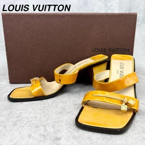Louis Vuitton square-toe sandals in yellow enamel, size 36.5 - Picture 1 of 10